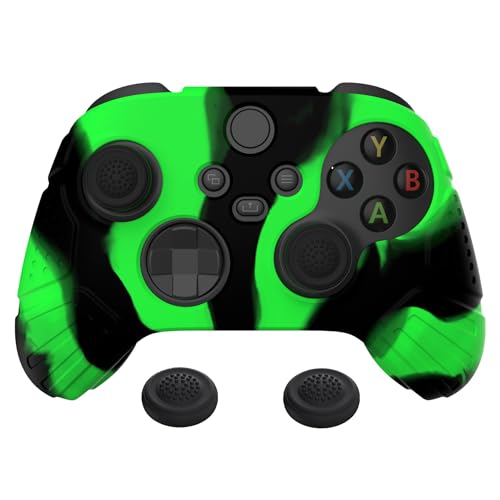 eXtremeRate PlayVital Guardian Edition Ergonomic Anti-slip Controller Silicone Cover for Xbox Series X/S, Rubber Protector Skins with Joystick Cap for Xbox Core Wireless Controller - Green & Black - color: Green & Black