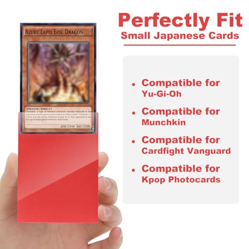 Ruby Card Sleeve 200 Pack Compatible with Yu-gi-oh Card Sleeve Japanese Small Card Sleeves Photocard Sleeves, Back Textured Perfect Shuffling, Protect Your Japanese Sized Photocard Never Tear - color: Ruby
