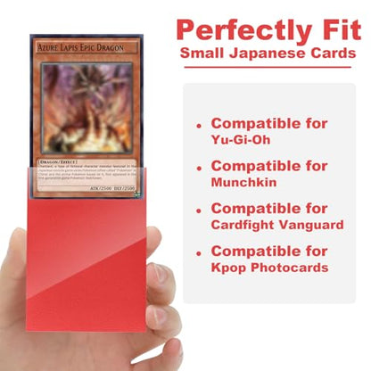 Ruby Card Sleeve 200 Pack Compatible with Yu-gi-oh Card Sleeve Japanese Small Card Sleeves Photocard Sleeves, Back Textured Perfect Shuffling, Protect Your Japanese Sized Photocard Never Tear - color: Ruby
