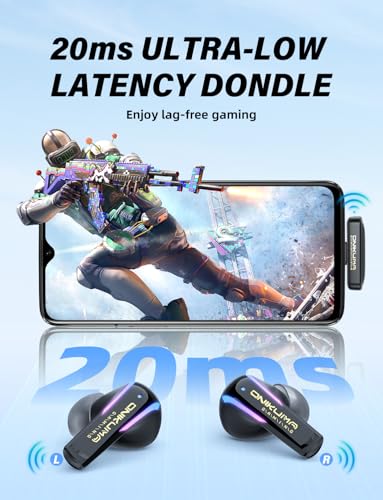 ONIKUMA GAMING T27 Wireless Gaming Headset, 2.4GHz Bluetooth 5.3,20ms Ultra Low Latency, 13mm Dynamic Coil Driver, ENC Noise Cancelling Microphone for PS5, PC, Meta Quest 3