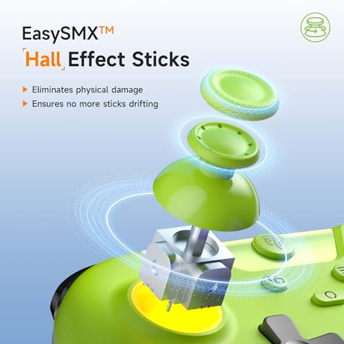 EasySMX 2.4G Wireless Bluetooth Controller for PC/Steam/Switch with Hall Triggers, Hall Joysticks and RGB Light- Upgraded PC Controller Compatible with Black Myth: Wukong, Multi-Platform Support - color: green
