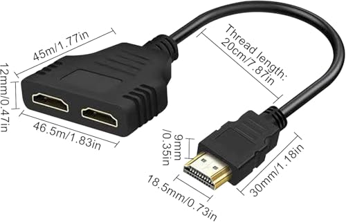 Master Cables 양방향 HDMI 스플리터 | 1080P HDMI 수 - 듀얼 암 1-2 어댑터 케이블 | 두 장치에서 동일한 프로그램 시청 | HDTV, 모니터 및 프로젝터용