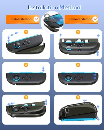 FYOUNG Protective Case for Nintendo Switch 2, Slim Hard Shell Accessories | Switch 2 Cute Case, Scratch&Shock Protection Cover with Screen Protector, 8 Thumb Grip (Translucent Black, Switch 2 7.9inch) - color: Translucent Black