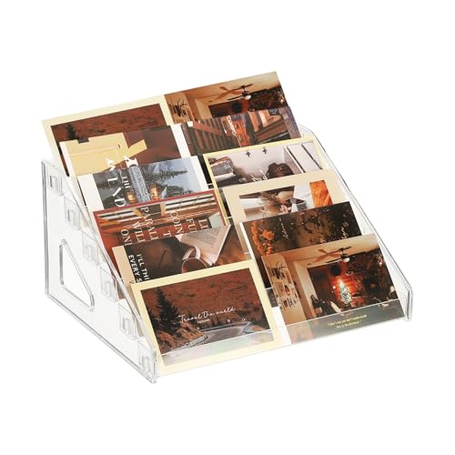 PATIKIL 6 Tier Acrylic Card Display Stand, Portable Postcard Rack Holder Organizer Versatile Display for Trading Cards Baseball PSA Stickers Stamp, Clear - color: Clear, style: 6 Tier