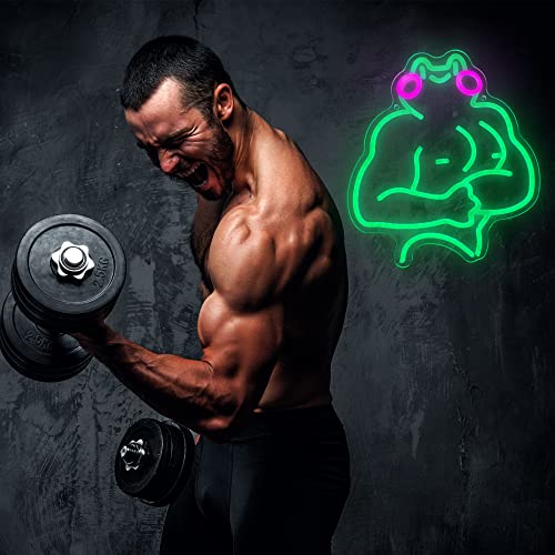 Fitness Frog Neon Sign - LED Muscle Frog Neon Light Sign 11.8x13 Inch Gym Room Wall Art USB Powered Gym Wall Decor Motivational Workout Room Home Office Art Christmas Birthday Gift - style: Muscle Frog