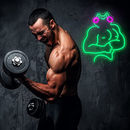Fitness Frog Neon Sign - LED Muscle Frog Neon Light Sign 11.8x13 Inch Gym Room Wall Art USB Powered Gym Wall Decor Motivational Workout Room Home Office Art Christmas Birthday Gift - style: Muscle Frog