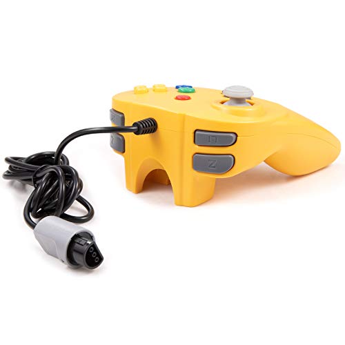 KIWITATA Retro N64 Mini Controller, Classic Wired N64 Game 64-bit Upgraded Joystick Controller for Video Game Console N64 System Yellow - color: yellow