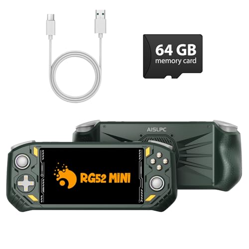 RG52MINI Retro Handheld Game Console, 5.5 Inch IPS Screen, Portable Dual System, 64GB Support 30+ Emulator&22000+ Classic Games, WiFi Networked Fighting, HDMI TV Output, 5000mAh Battery(Green 64GB) - color: Green