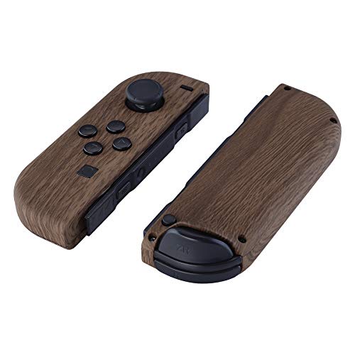 eXtremeRate DIY Replacement Shell Buttons for Nintendo Switch & Switch OLED, Wood Grain Soft Touch Custom Housing Case with Full Set Button for Joycon Handheld Controller - Console Shell NOT Included - color: Wood Grain