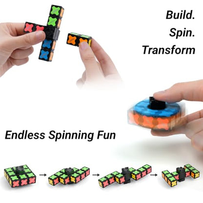 TOSY Magnet Fidget Spinner Mini - 8 Blocks, 3 in 1 Toy: Transformable Fidget Spinner, Infinity Cube, 2x2 Puzzle Cube, Stress Relief, STEM Magnet Tiles Birthday Gift for Kids/Boys/Girls/Adults, 2-Pack - color: Mini a (Set of 2)