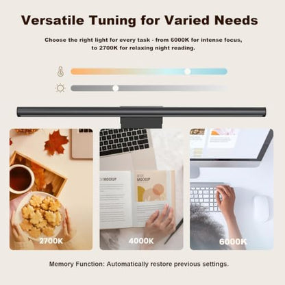 YEELIGHT Monitor Light Bar RGB Backlight, Ra98 Computer Lamp Works with Matter & Alexa for Home Office Gaming, 350LM Dimmable No Glare Eye-Care LED Screen Bar, USB Desk Lamp with Screen & Music Sync - color: Black