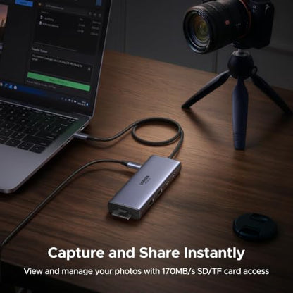 UGREEN USB C Docking Station Dual Monitor, 9-in-1 Aluminum Dock with 2xHDMI | Dual 4K@60Hz, 5Gbps USB-A&C Data Ports, 100W PD, SD/TF 170MB/s, Revodok Pro Laptop USB-C Dock for HP, Thinkpad, Dell and More