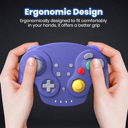 2 Pack 2.4G Wireless GameCube Controller for Switch 1 2, NGC Console-Indigo | (Built-in Vibration) (Rechargeable) (Analog Triggers / Stick), Compatible with Switch Online, Windows PC, macOS - color: Two Pack Indigo