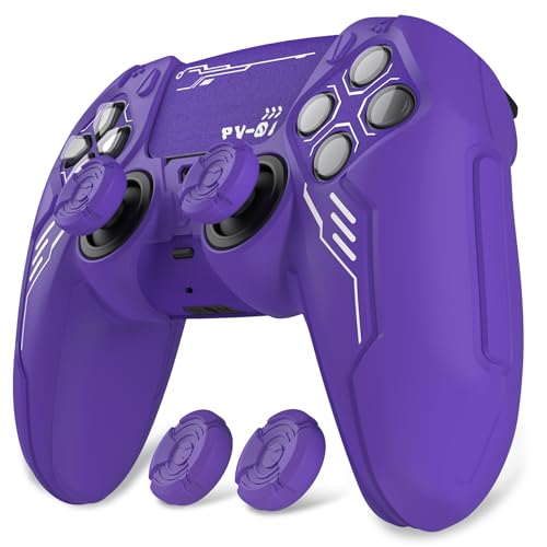 PlayVital Mecha Edition Silicone Cover Compatible with ps5 Controller with 2 Joystick Caps and 6 Stickers, Shockproof Non-Slip Grip Protector Accessories, Fits for ps5 Charging Station - Purple - color: Purple