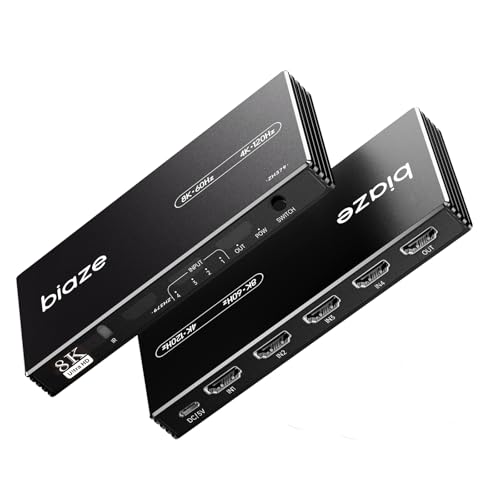 HDMI Switch 4 in 1 Out 8K@60Hz 4K@120Hz, 4 Ports HDMI 2.1 Switcher Selector with Remote Support 48Gbps HDR 10+ Dolby Vision/Atmos HDCP 2.3 CEC for PS5/4 Xbox Apple TV Game PC Roku(1 Pack) - color: A-Black