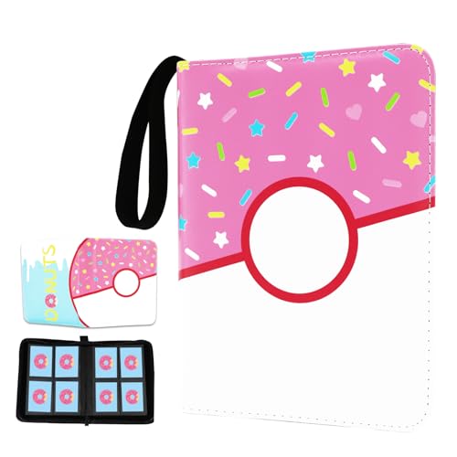 4 Pocket Portfolio Card Binder 240 Card Holder Album, Pink Donut Trading Cards Holder Zipper Binder for Girl Teen Collection (Pink Donut, 240 Pocket (Portfolio)) - color: Pink Donut, size: 240 Pocket (Portfolio)