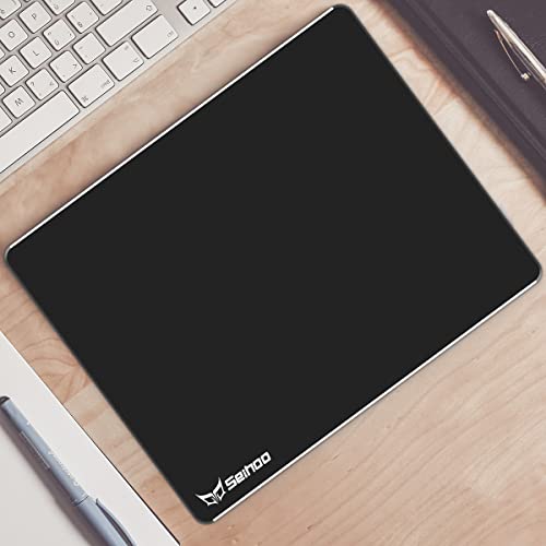 Metal Aluminum Mouse Pad Premium Hard Double Side Waterproof Ultra Smooth Office Supplies Blap Mousepad Fast and Accurate Control for Office and Game Laptop (Black, 11.81X9.45in) - color: Metal Aluminum-Black, size: 11.81x9.45in