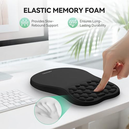 TECKNET Ergonomic Mouse Pad with Wrist Rest, Soft Mousepad with Massage Design, Memory Foam and Non-Slip PU Base for Pain Relief, Gaming Mouse Pad for Desk, Home, Office, 12x8 Inches, Black - color: Black