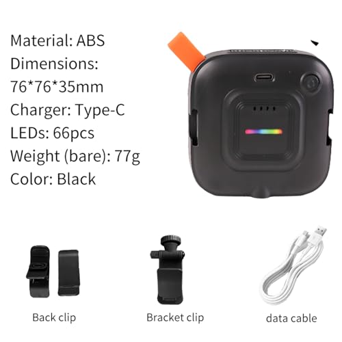 LICAEVEY RGB Video Photography Lighting, 2700K-9000K Portable LED Fill Light Panel with Clip Mount, 55 Beads CRI95+ On Camera Light for Content Creator, Vlog, Streaming