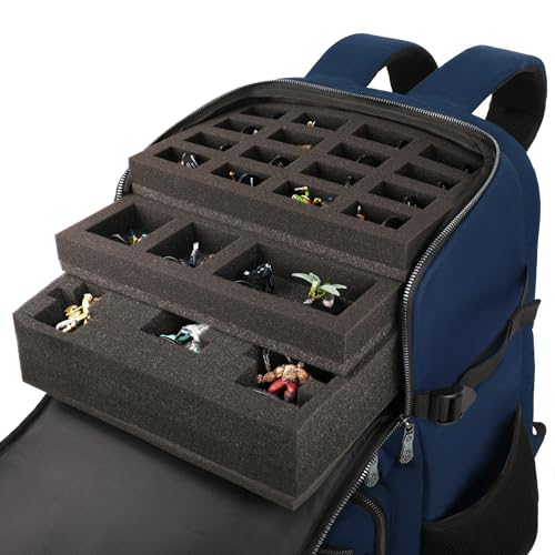ENHANCE Collector's Edition DnD Backpack - RPG DM Bag for Dungeons and Dragons - DnD Bag fits 6-8 Books, 18" Laptop/DM Screen Slot, Miniature Foam Trays, Accessory Pockets, Map Strap (Dragon Blue) - color: Dragon Blue