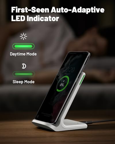 INIU Wireless Charger Station, 15W Fast Wireless Charging Stand for Official and Home Compatible with iPhone 17 16 15 14 13 12 Pro XS Samsung Galaxy S23 S22 S21 Note 20 Google etc - color: White