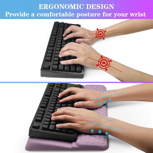 Computer Keyboard Stand with Wrist Rest, Ergonomic Tilted Keyboard Holder - Keyboard Riser with Wrist Pad - Keyboard Tray Support for Office Home - Purple - color: Keyboard Stand - Purple