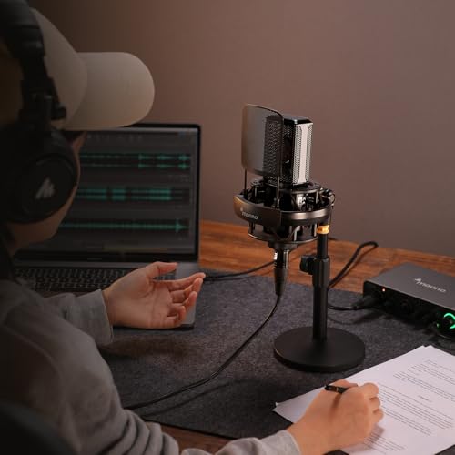 MAONO XLR Condenser Microphone with 34mm Large Diaphragm, Professional Cardioid Studio Mic for Podcasting, Recording, Streaming, Vocals, Voice Over, Music, ASMR(PM500)