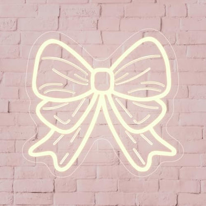 Bow Neon Sign, Bow LED Sign for Wall Room Decor Dimmable Bow Neon Light for Girl's Girly Bedroom Party Decoration Birthday Bridal Shower Wedding Beauty Nail Salon Nursery USB Powered(12.6"*11.4") - style: Bow