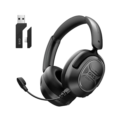 OXS Storm A2 Wireless Gaming Headset, Active Noise Cancellation, Over Ear Headphone with Mic, Bluetooth 5.4 & 2.4GHz Low Latency, Dual EQ Modes, 70H Playtime, for PC, Switch, PS4, PS5, Mobile, Black - color: Black