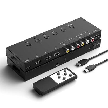 2 AV Inputs + 3 HDMI 2.0 Inputs to HDMI Converter (5 in 1) with Upgrade New Version - style: 2 RCA + 3 HDMI Converter