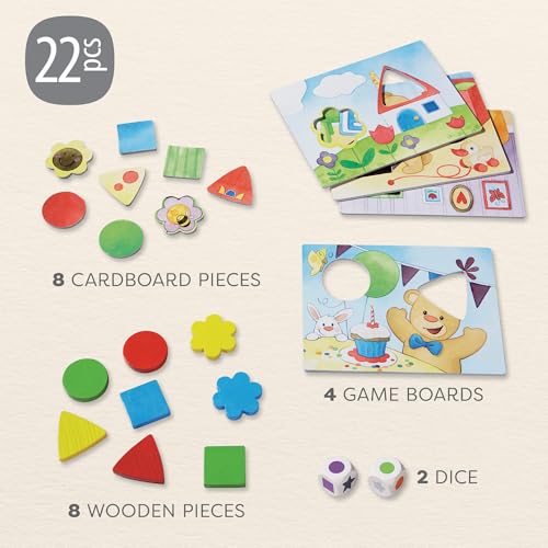 HABA My Very First Games – Teddy’s Colors & Shapes Educational Games & Toddler Activities with Wooden Pieces for Learning Colors, Shapes & Turn-Taking