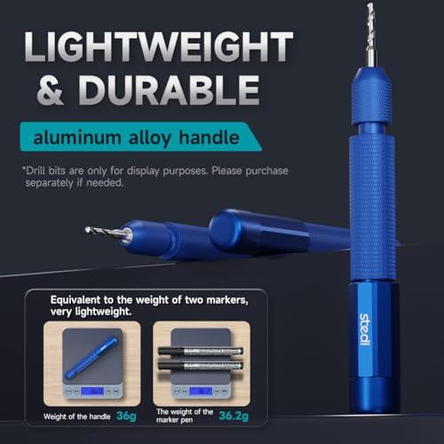 stedi Manual Pin Vise Hand Drill, Premium Hobby Model Making Tools | Ultra-Precision Dual Bearing Hand Drill for Gundam, Miniature Military Model, 3D Resin Parts, Blue - color: Blue Handle (Handle Only)