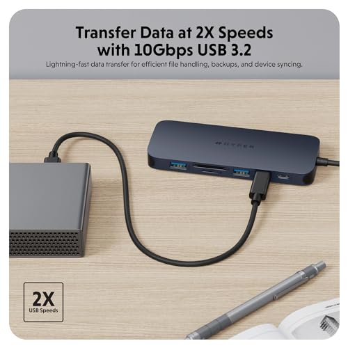 HyperDrive Next 10 Port USB C Hub for Mac, PC, and Chromebook with 4K60Hz HDMI, 2 USB-A, USB-C Hub 10Gbps 140W Power Delivery, SD & microSD Card Reader, Ethernet, 3.5mm Audio Ports - size: 10 Port USB-C Hub with 2x USB-A