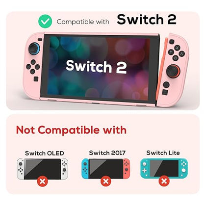 TIKOdirect Protective Case for Switch 2, Hard PC Slim Dockable Cover Case Designed for Switch 2 2025, Game Console and Joy Con Controllers, Pink - color: Pink