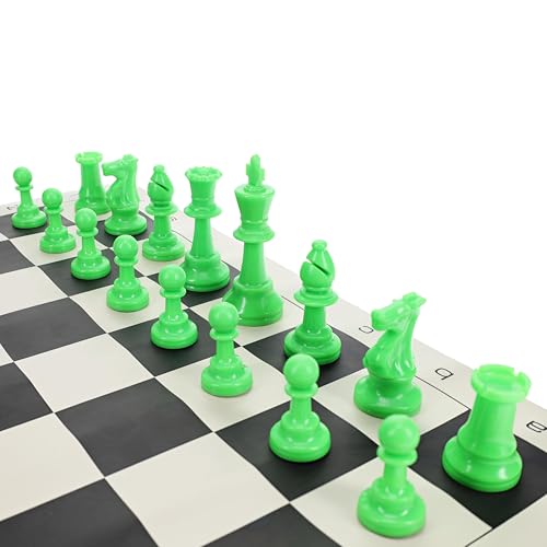 WE Games Color Bright Plastic Staunton Tournament Chess Pieces with 3.75 in. King - Half Chess Set of Chess Pieces Only, Neon Green - color: Neon Green