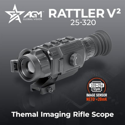 AGM Global Vision Rattler V2 Thermal Imaging Scope for Hunting, High Resolution with High Sensitivity Thermal Optics, Waterproof & Durable, Includes Thermal Targets & Cleaning Cloth - style: 25-320