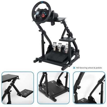 Anman Racing Wheel Stand PRO Fit for Logitech G27 G29 G920,for Fanatec,for Thrustmaster Adjustable Height Gaming Steering Wheel Mount Racing Simulator Cockpit Foldable Without Pedal and steering Wheel