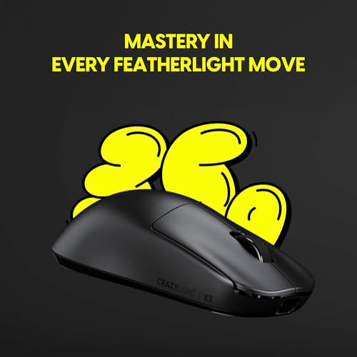 Pulsar Gaming Gears X2 Crazylight Wireless Gaming Mouse, Ultra Lightweight 1.23 oz (35g), Optical Switch, 32000 DPI, 750 IPS, XS-1 Sensor, 8k Compatible (Jet Black) - color: Jet Black, size: Mini, style: X2 CrazyLight