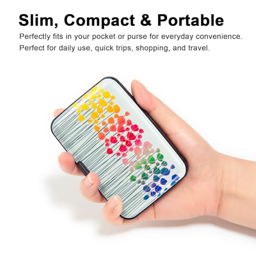 Credit Card Holder, Metal Card Wallet RFID Blocking Mini Slim Aluminum Business Hard Card Case for Women Men (Colorful Flowers) - color: Colorful Flowers