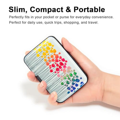 Credit Card Holder, Metal Card Wallet RFID Blocking Mini Slim Aluminum Business Hard Card Case for Women Men (Colorful Flowers) - color: Colorful Flowers