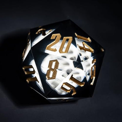 Cusdie Large D20 Dice 55mm with Sharp Edges, D&D 20 Sided Dice, Handmade DND Giant D20 for RPG, Table Games(White Skull) - color: White Skull