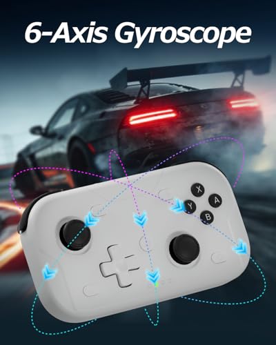 XPT Portable Mini Controller for Nintendo Switch 2/Switch 1/PC/iOS/Android/Steamdeck, Joystick Lift and Down Design,Wireless Bluetooth & Wired Gamepad with Turbo Function, 6-Axis Gyro, HD Vibration & 3D Joysticks, Home Button Wake-Up (white) - color: Whit