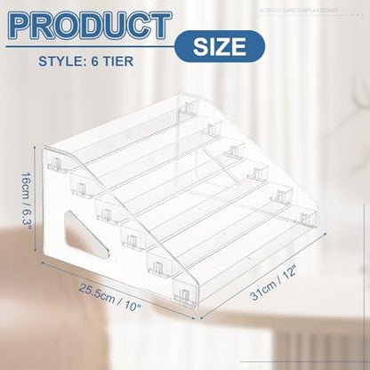 PATIKIL 6 Tier Acrylic Card Display Stand, Portable Postcard Rack Holder Organizer Versatile Display for Trading Cards Baseball PSA Stickers Stamp, Clear - color: Clear, style: 6 Tier