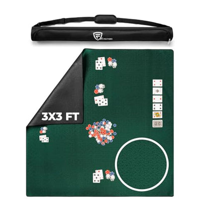 Board Game Mat 35"x35" Designed for 36 in Tables, Mahjong Mat with Carrying Bag, Neoprene Playmat, Table Cover for Board Games, Tile, Poker, RPG and Dominoes (Green) - color: Green
