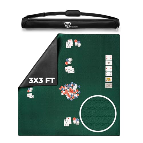 Board Game Mat 35"x35" Designed for 36 in Tables, Mahjong Mat with Carrying Bag, Neoprene Playmat, Table Cover for Board Games, Tile, Poker, RPG and Dominoes (Green) - color: Green