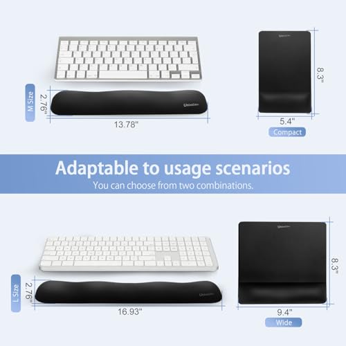 Wide Size Mouse Pad with Wrist Rest & L-Size Keyboard Wrist Rest Set,Premium PU Material,Low-Rebound Cushion,Ergonomic Design,Smooth Mouse Control with Hard Plate,Reduces Fatigue,Black - color: Wide Set_black, style: Wide Size Mouse Pad & L-Size Keyboard