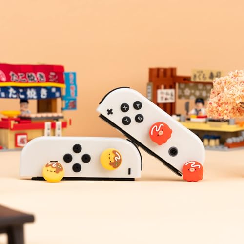 GeekShare Cute Thumb Grip Caps Compatible with Switch / OLED / Switch Lite ,Soft Silicone Joystick Rocker Cover,4PCS- Takoyaki - color: Takoyaki