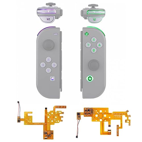 eXtremeRate 7 Colors 9 Modes NS Joycon DFS LED Kit, Multi-Colors Luminated White Classical Symbols ABXY Trigger Face Buttons for Nintendo Switch & Switch OLED Model Joycon - Joycon NOT Included - color: V2_Classic White