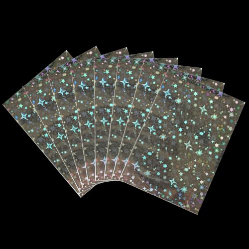 HFATMOS 300 Pcs Photocard Sleeves Laser Flashing Holographic Card Protector | Dustproof Card Sleeves for Mini Photos Credit Name Trading Cards Album Photo Cards, Four-Pointed Stars Pattern - color: Four-pointed Stars Pattern