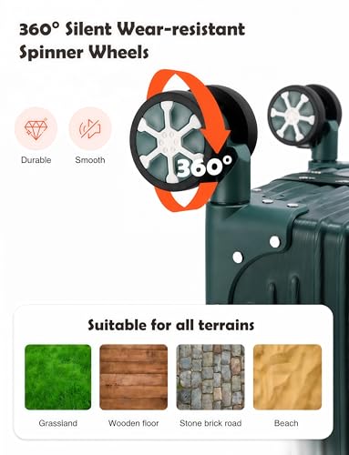 20" Hard Shell Carry On Luggage Zipperless Suitcase, Green | TSA Lock, Aluminum Frame, PC Hardside Lightweight Carry-On Suitcase, Spinner Wheels, 22x14x9 Airline Approved - color: Green